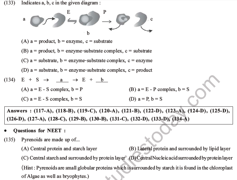 NEET Biology Biomolecules MCQs Set D, Multiple Choice Questions